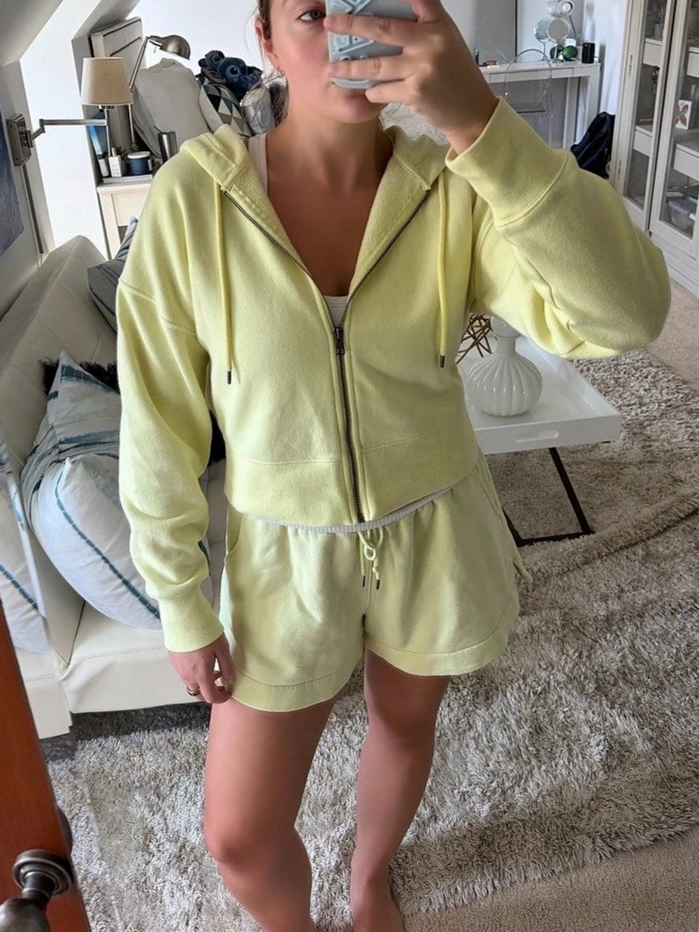 Universal Threads yellow hoodie & short set